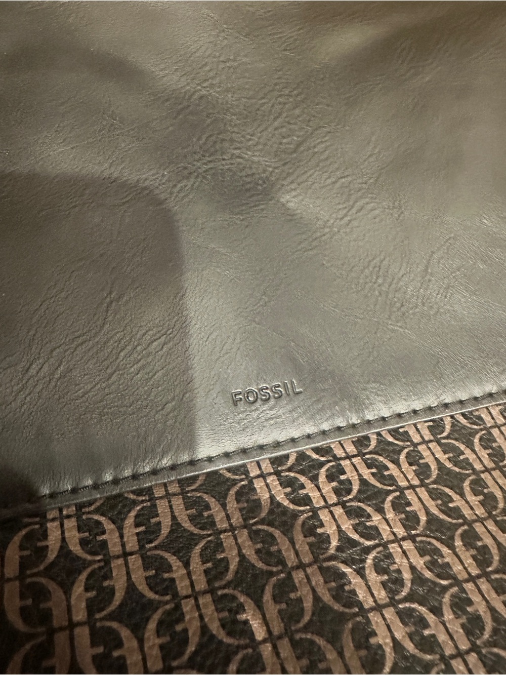 Fossil Black and Brown Monogram Canvas Backpack